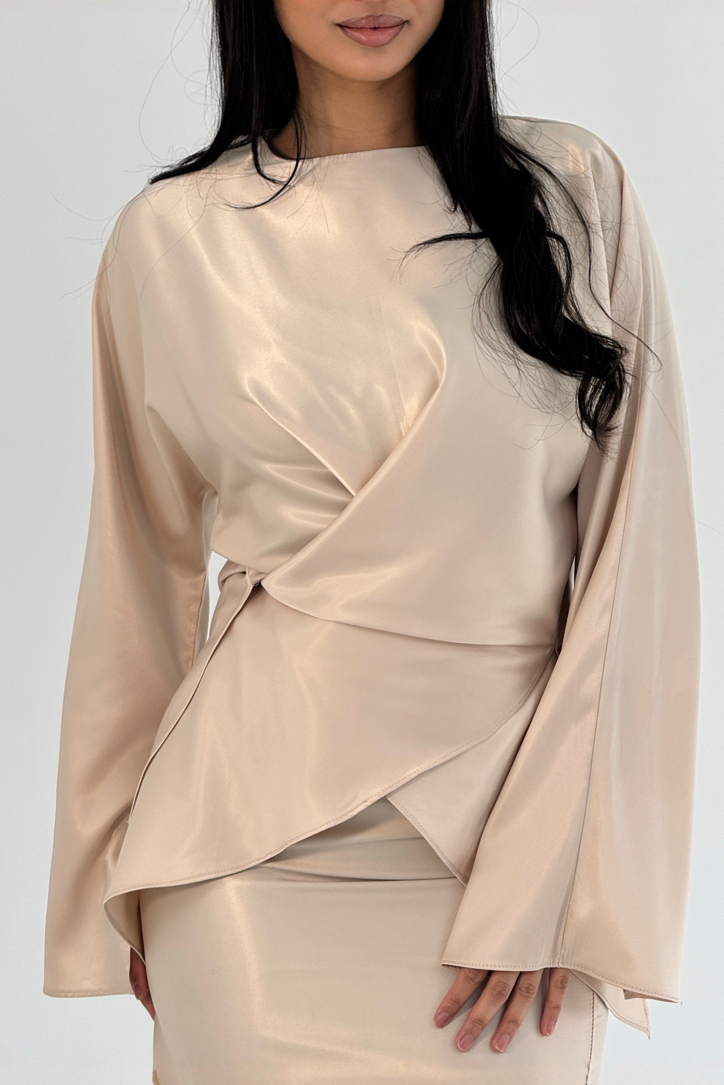 Hanan Silk Co-ord - Champagne