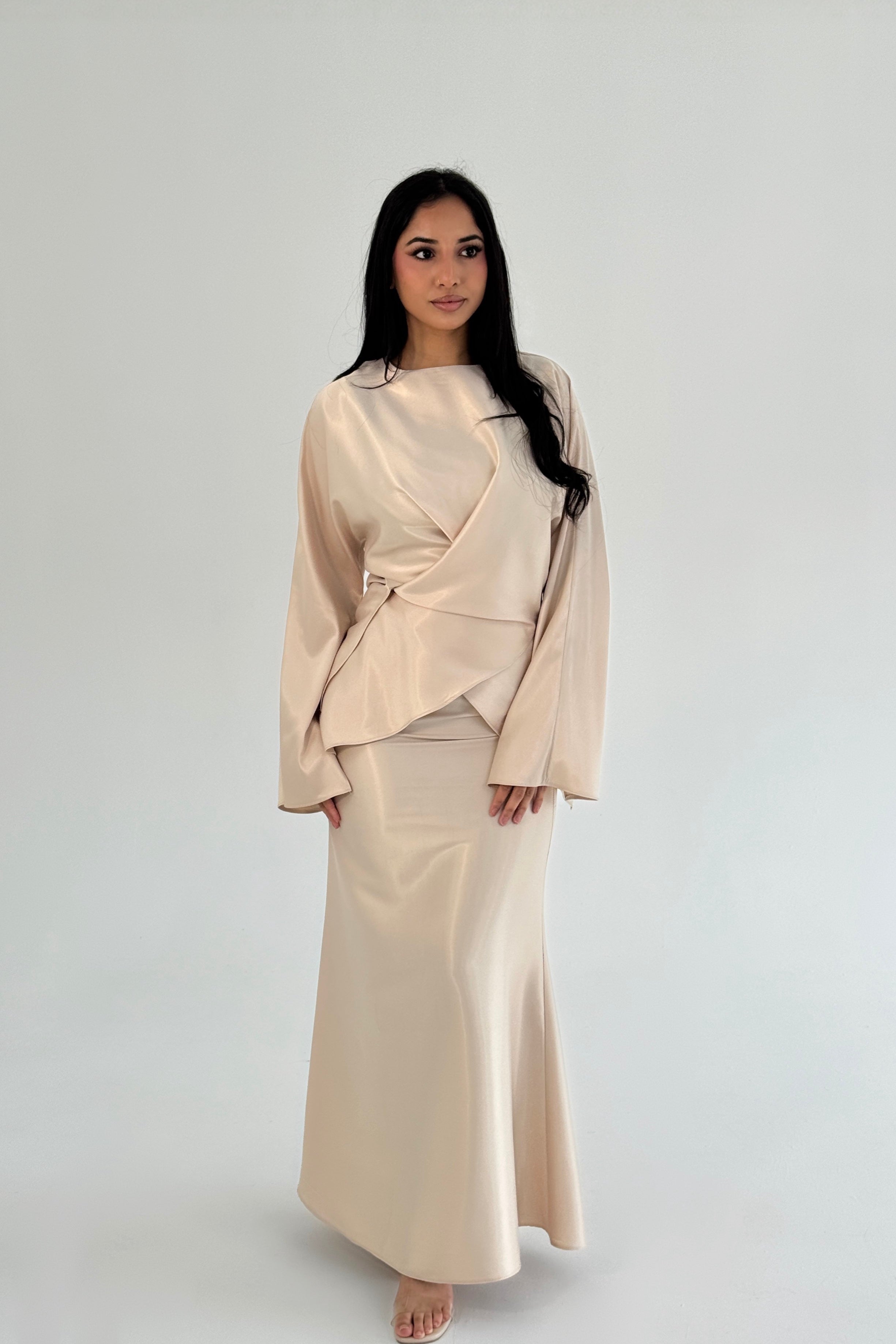 Hanan Silk Co-ord - Champagne