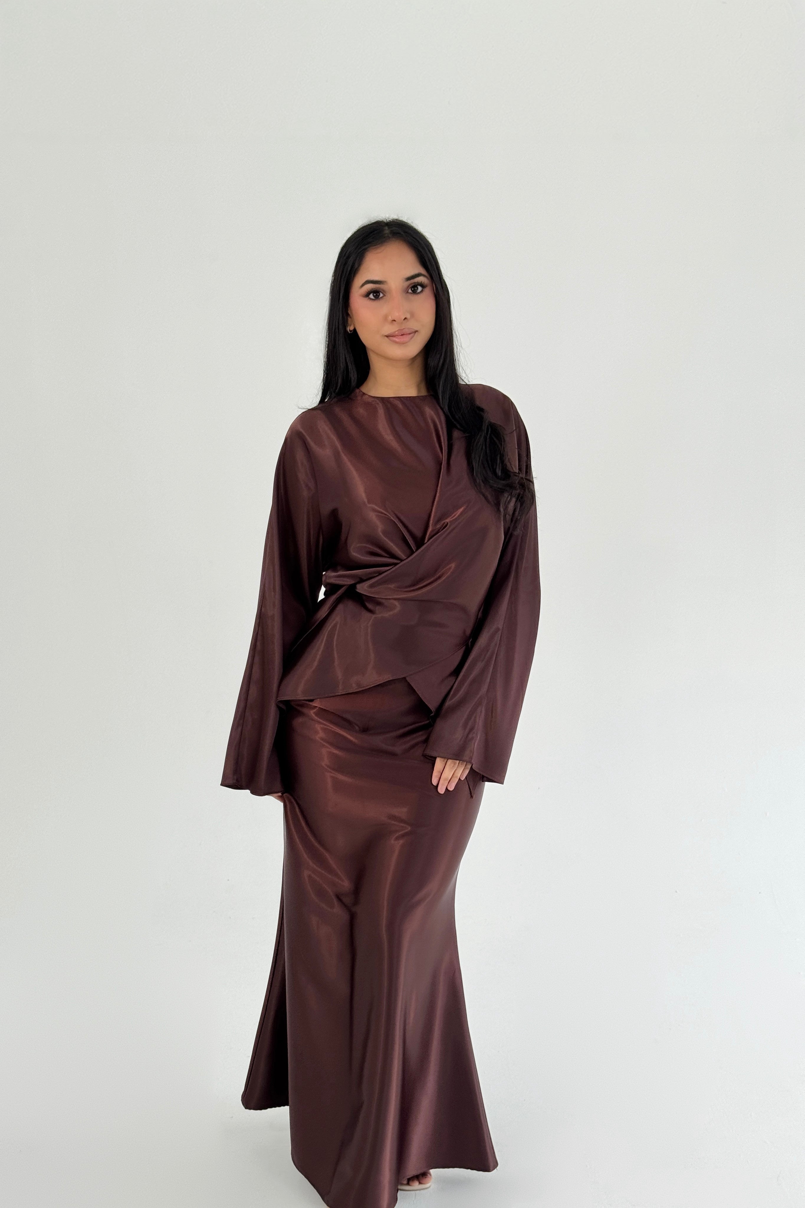 Hanan Silk Co-ord - Brown