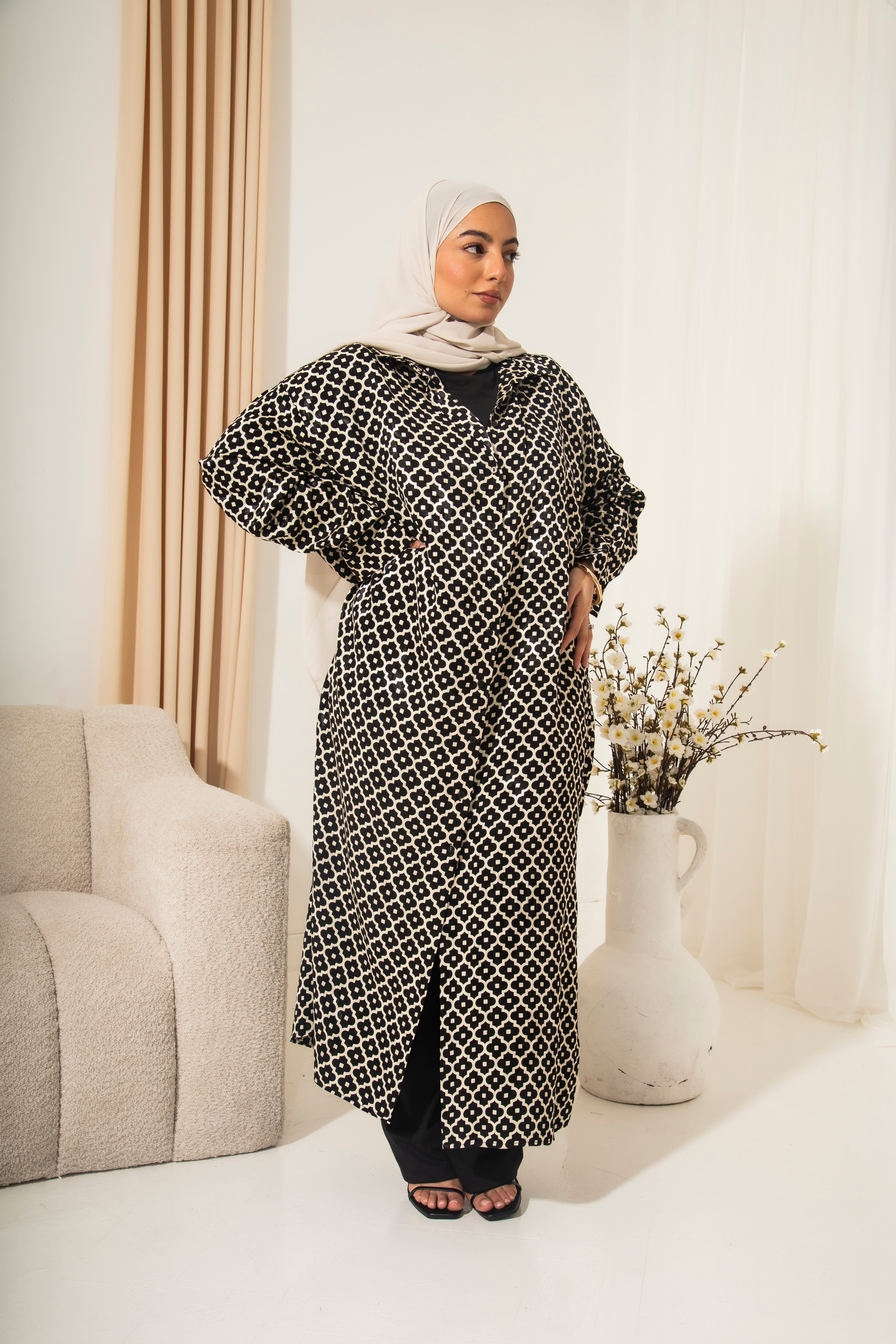 Moroccan Print Shirt Dress