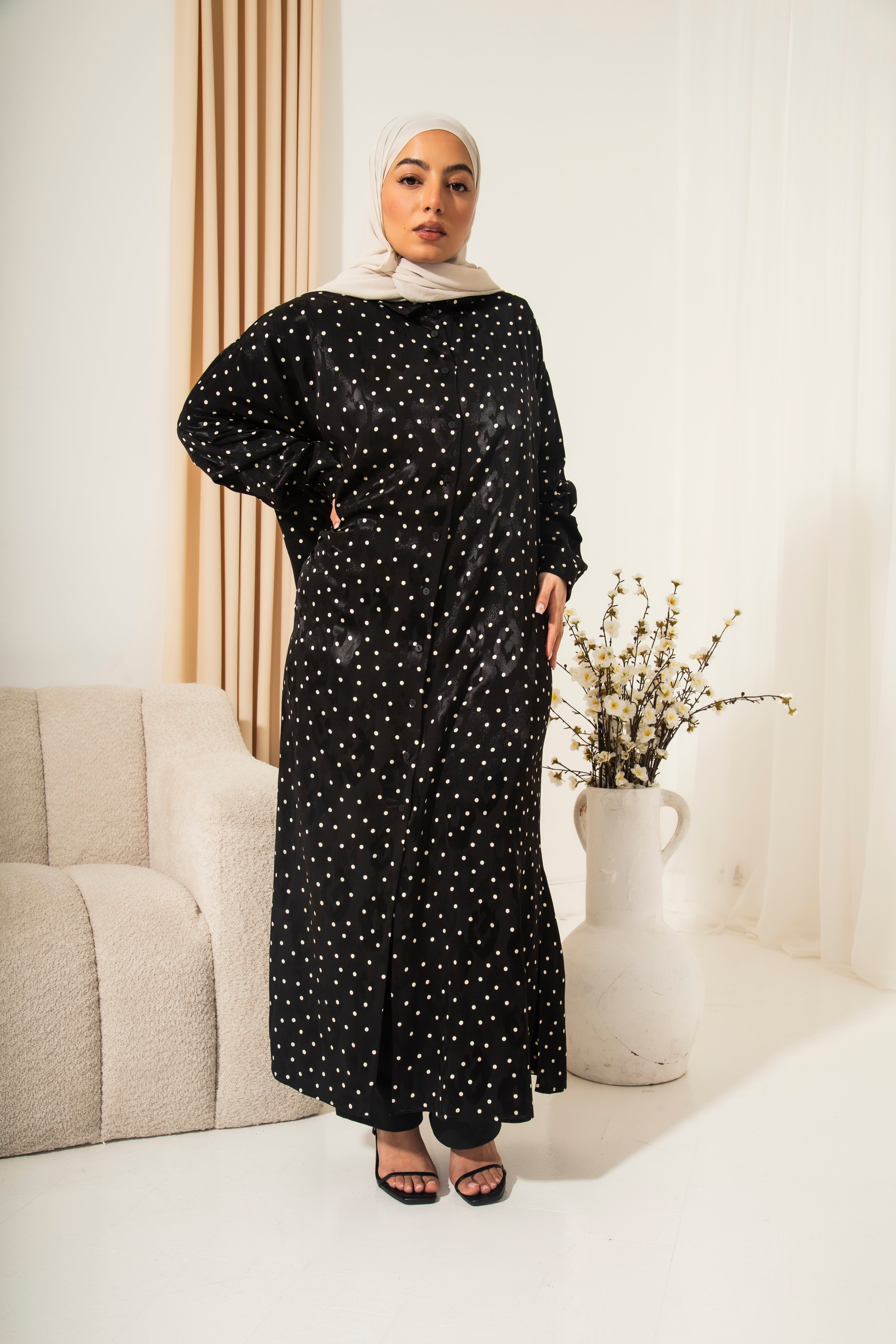 Polka Dot Print Shirt Dress