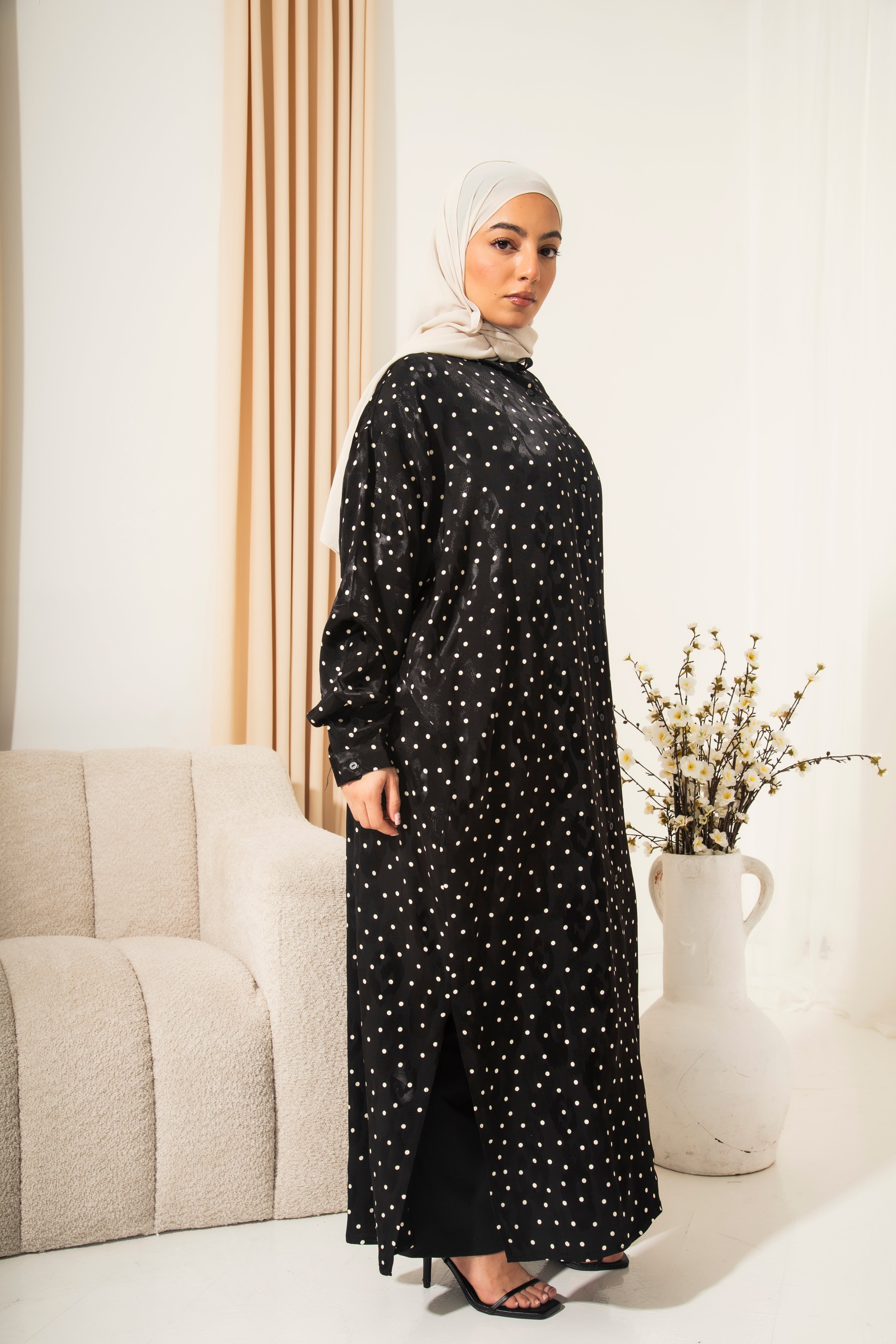 Polka Dot Print Shirt Dress