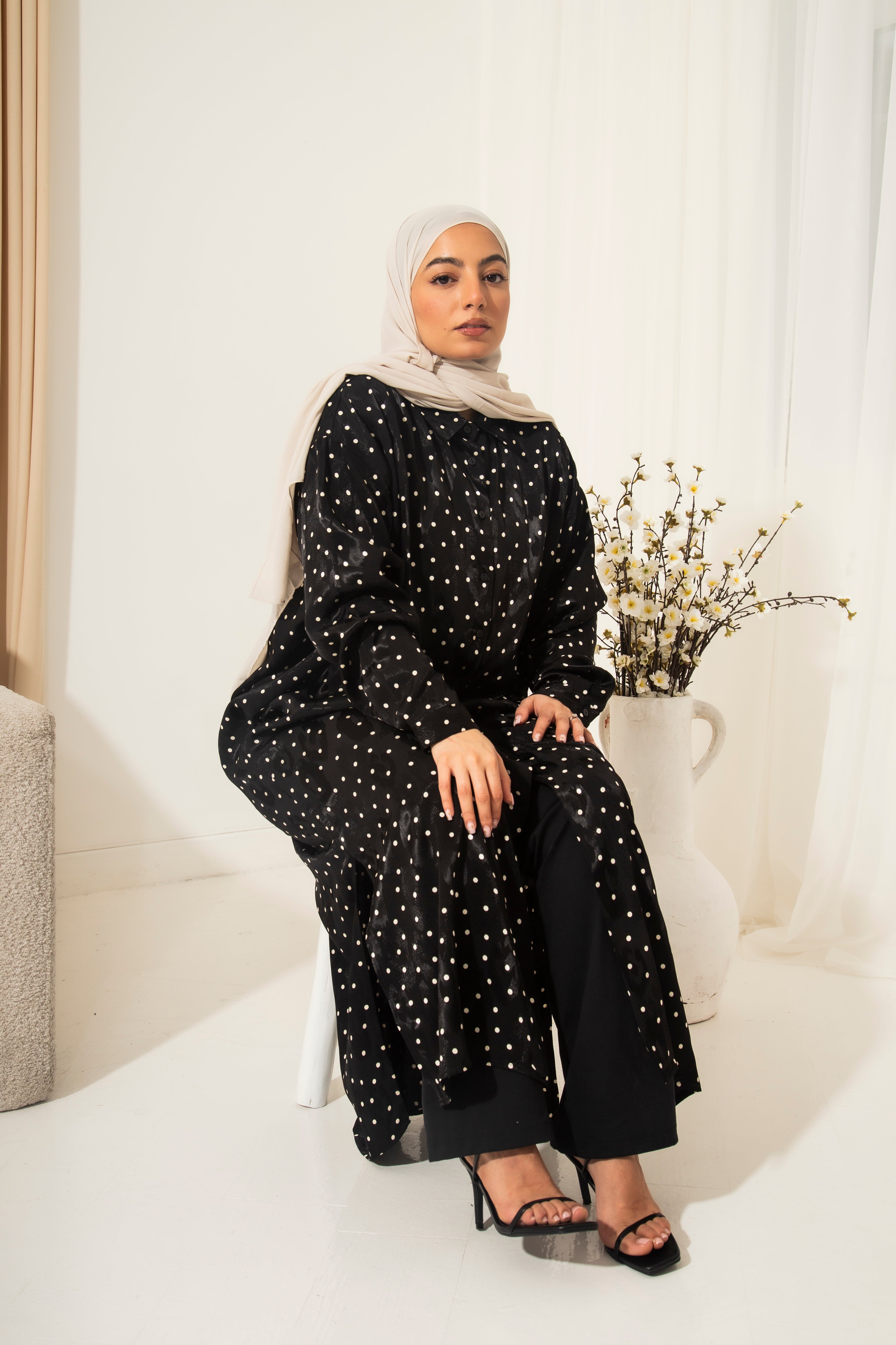 Polka Dot Print Shirt Dress