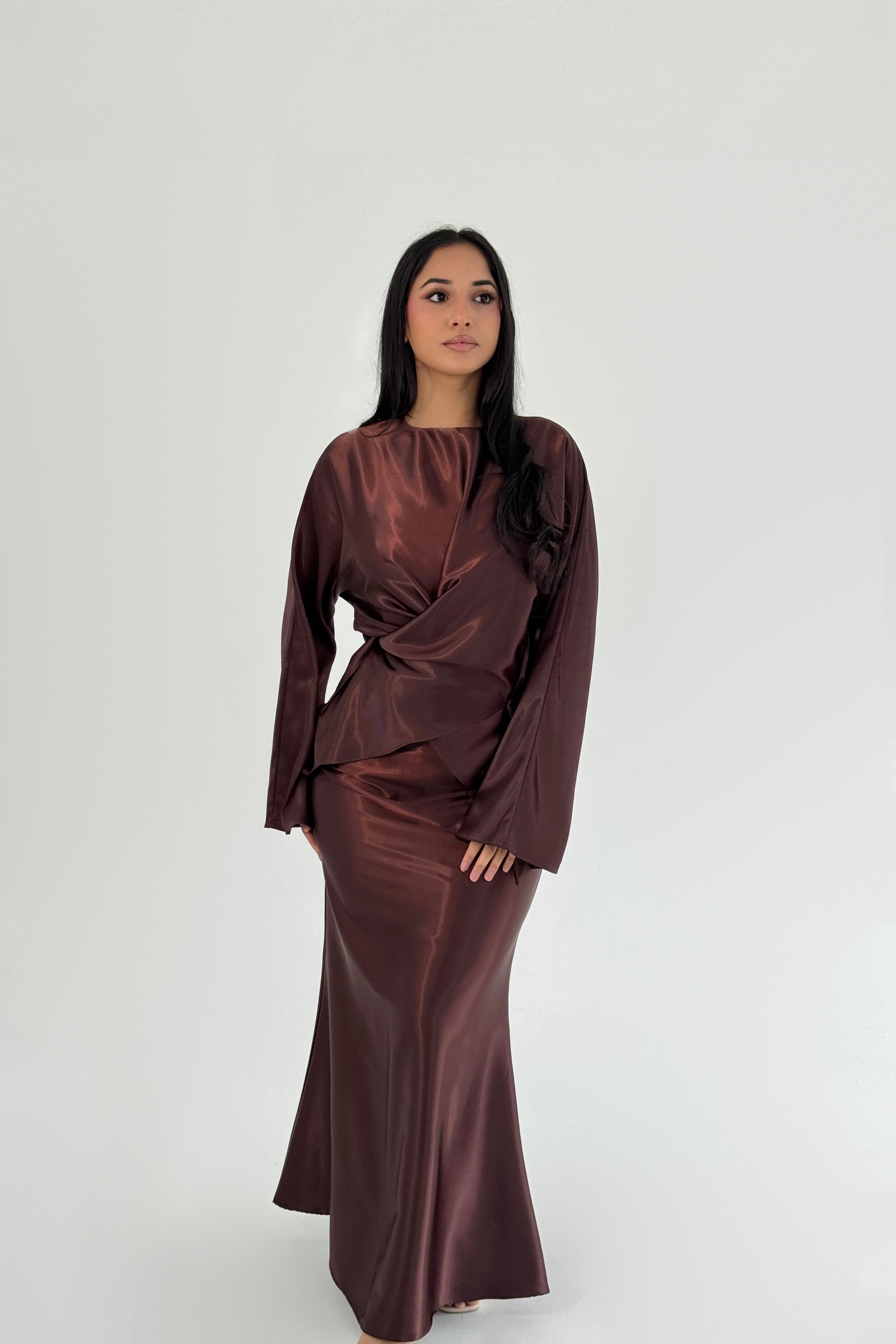 Hanan Silk Co-ord - Brown