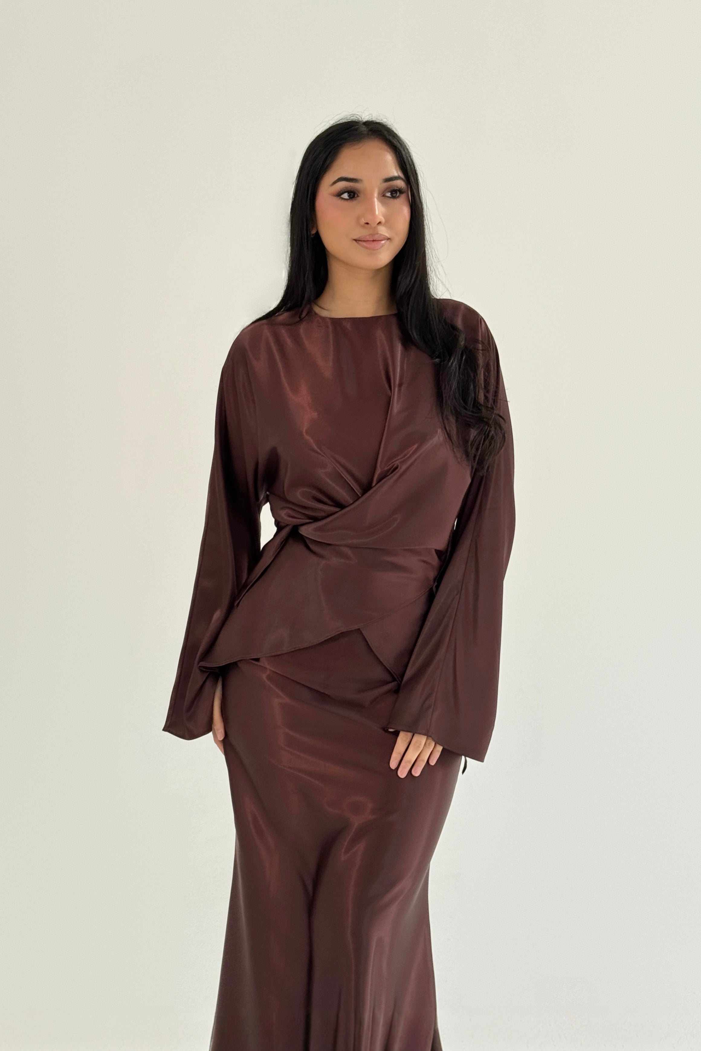Hanan Silk Co-ord - Brown
